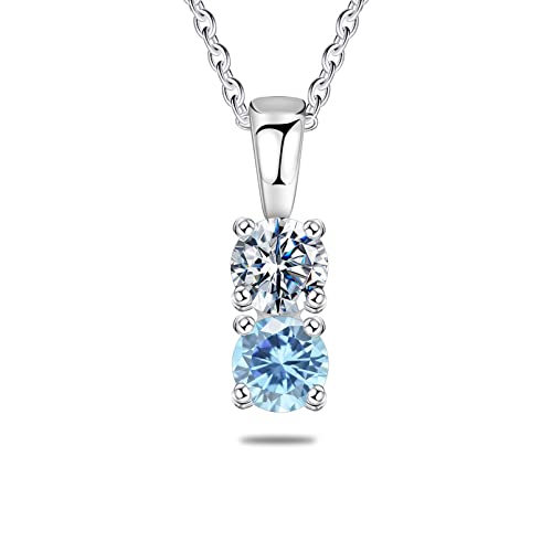 925 Sterling Silver Personalized Simulated Birthstones Necklace for Mother Custom Mother Necklaces with 1-6 Birthstones Personalized Family Necklace for Mother's Day