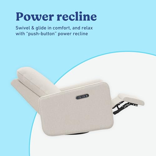 Image of Graco Teddi Power Recliner Swivel Glider, Electronic Power Recline, Oeko-TEX 100 Certified, USB-A & USB-C Charger, Premium Cushioning & Comfort - (Dune Basketweave)