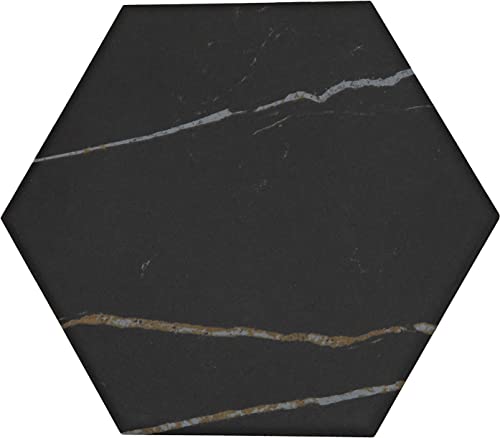 Daltile PT248HEX1P2 Perpetuo 8 Inch X 8 Inch Glazed Porcelain Hexagon Marble Look Wall & Floor Tile In Matte Infinite Black  thumb #8