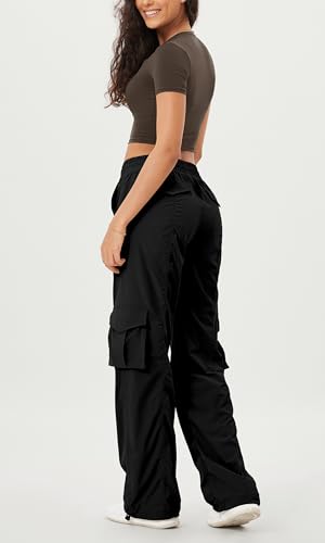 ODODOS Stretch Woven Relaxed Cargo Pants for Women Cinchable Hems Lightweight Casual Sweatpants with Pockets3