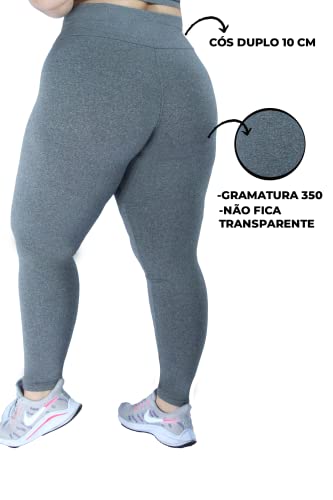 Kit 2 Legging Suplex Plus Size G1 G2 G3 Estampada Ou Lisa Leg Academia Ginastica (PRETO-CINZA, G1)