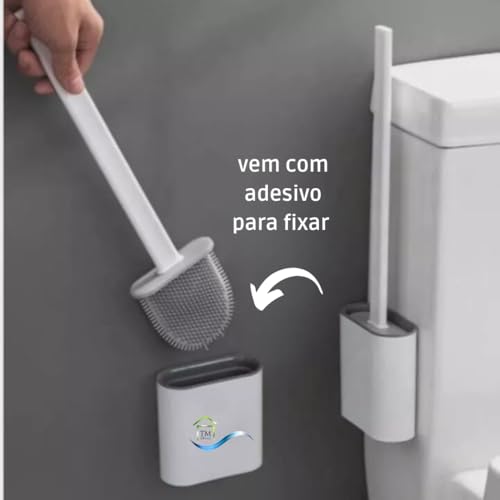 Kit 2 Escovas Sanitárias de Silicone com Suporte Autoadesivo - Design Pequeno e Moderno para Organiz