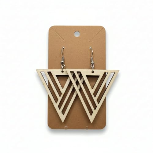 Boucles d’Oreilles Pendantes en Bois Écoresponsables – Design Triangle Ajouré Graphique – Ultra Légères – Fabrication Française – Crochets Acier...