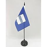 Tessuto : Poliestere 100D AZ FLAG Bandiera Da Tavolo Basilicata 15X10Cm - Piccola Bandierina Lucana - Lucania - Regione Italia 10 X 15 Cm