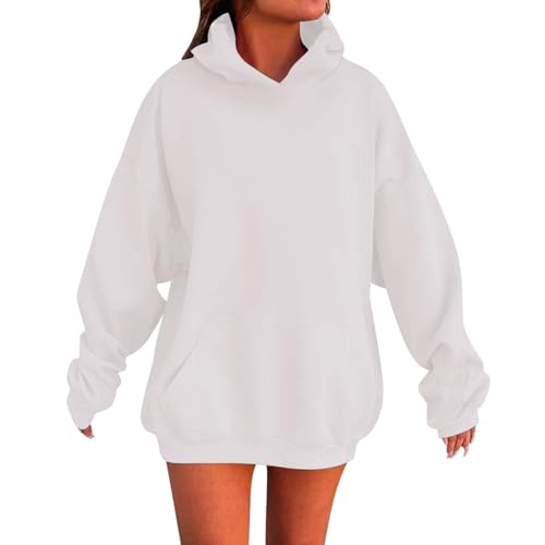 Kids Pullover Hoodies Plain Cute Hoodie Sweatshirts Oversized Thin Lightweight School Tops Clothes (White, 7-8 Years)2
