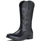 IUV Cowboy Boots For Men Western Boot Durable Classic Embroidered Snip Toe Boots