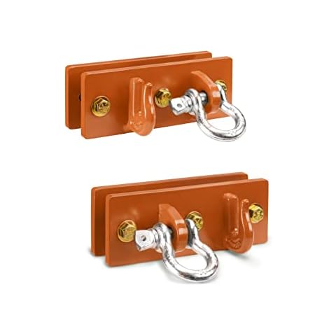 ONECHOI Tractor Bucket Hooks, Bolt On Clevis Mount with 1/2” Shackle, 5/16”Grab Hooks G70 Steel, Shackles Mount with Backer Plate, Heavy Duty Tow Hook for SUV RV UTV Tractors Bucket(Orange) Cover