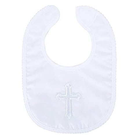ESTAMICO Infant Baby Boy's Girl's Christening Baptism Outfits Embroidered Cross Bib Cover