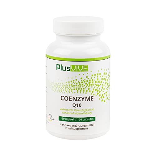 PlusVive - Coenzym Q10 Kapseln - hochdosiert: 200 mg Coenzym pro Kapsel - mit Bioverfügbarkeitsmatrix - 120 vegane Kapseln Cover