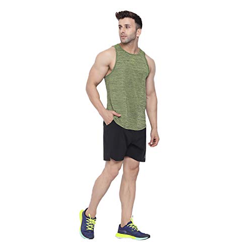 Image of CHKOKKO Men Polyester Printed Gym Co-Ord Sets Sleeveless Tank Top With Shorts