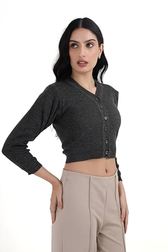 Image of Women Winter Wear V-Neck Full Sleeves Regular Fit Woollen Blouse