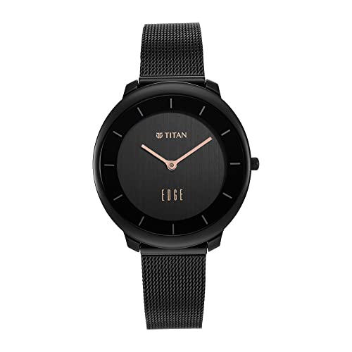 Image of Titan Edge Black Dial Analog Stainless Steel Strap Watch for Women-NS2677NM01 /NT2677NM01
