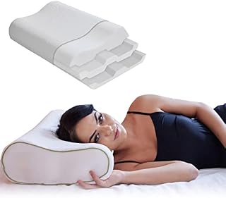 Mabel Home Sandwich Pillow, Adjustable Memory Foam Pillow, Cervical Pillow for Neck Pain, Neck Support for Back, Stomach, Side Sleepers, Orthopedic Contour Pillow