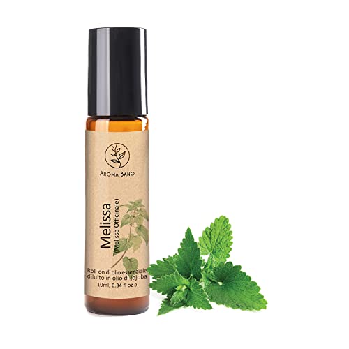 Roll On Olio Essenziale Melissa AROMA BANODiluito In Olio Di Jojoba Pronto per l'uso 10ml -100% naturale Ideale Per Aromaterapia (Roll On Olio Essenziale Melissa)