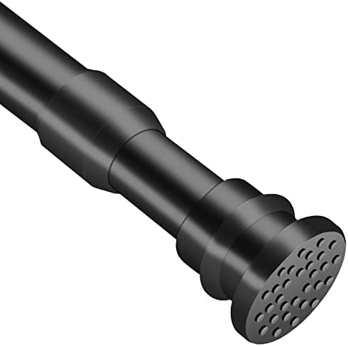 QILERR Small Tension Curtain Rods 16 to 28 Inches Adjustable Extension Short Shower Rod Heavy Duty Non-Slip Non Drill Spring Tension Rod for Windows, Closet, Kitchen, Black