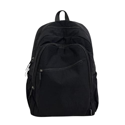 Minimalist Travel Backpack Large Capacity 16x12x5 Inches Waterproof Polyester Multiple Pockets Adjustable Straps, (Black)