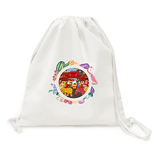 Sac en tissu pliable fruits légumes sangle danse du lion china town