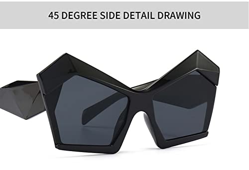 AMFG Cat Eye Big Frame Sunglasses Men and Women Retro Street Shooting Sunglasses Outdoor Sunshade Decorative Glasses (Color : C, Size : Medium)4