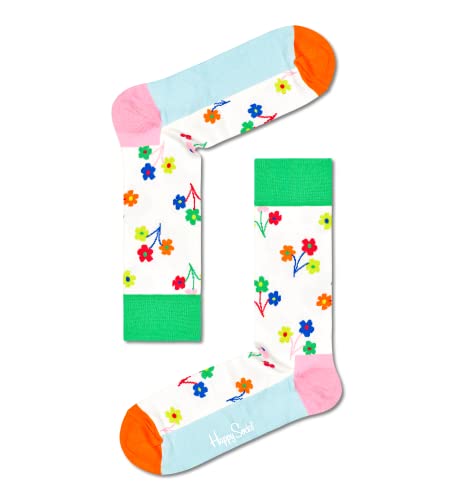 Happy Socks 3-Pack Flower Gift Set, colorful and fun, Socks for Men and Women, White-Pink-Green-Orange (10-13)3