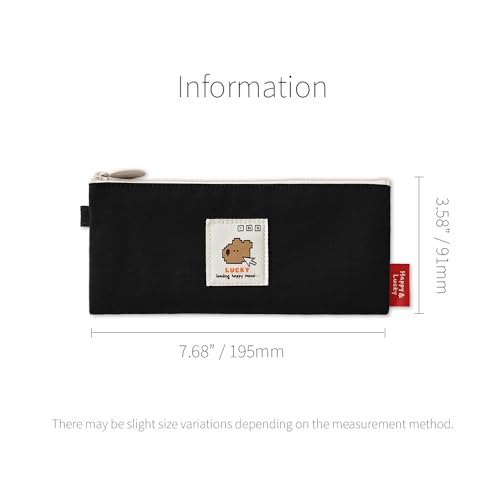 Image of Monolike Happy and Lucky Daily pen case, Lucky Black - Slim Water-Resistant Nylon Pen Pouch, Aesthetic Vivid Stationery Organizer for Office