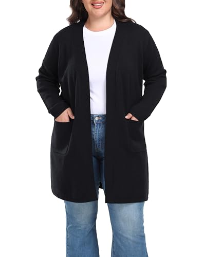 Shiaili Long Plus Size Sweater Cardigan Easy Close Open Front Coat for Women