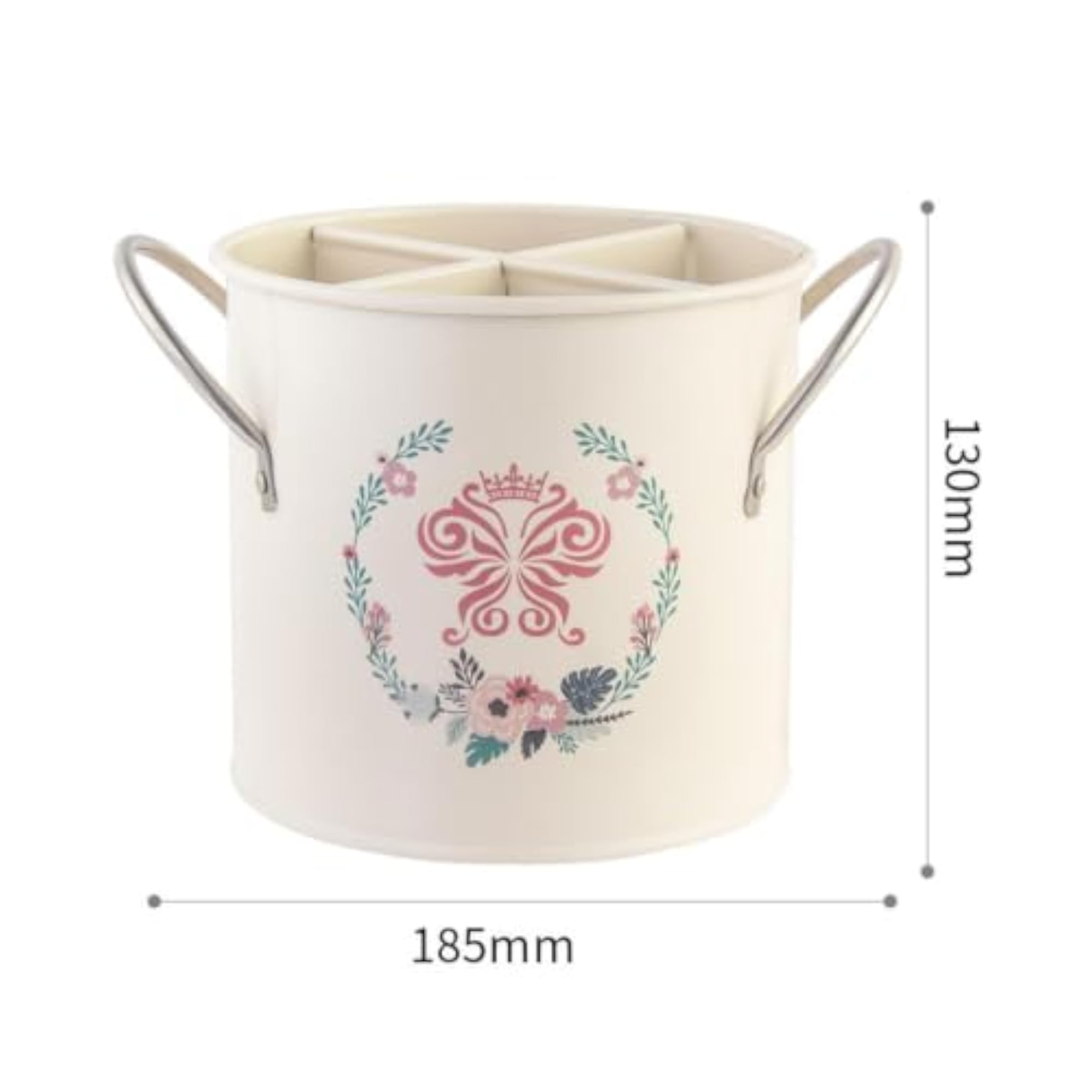 Utensil Holder with Removable Divider, Galvanized Iron Organizer