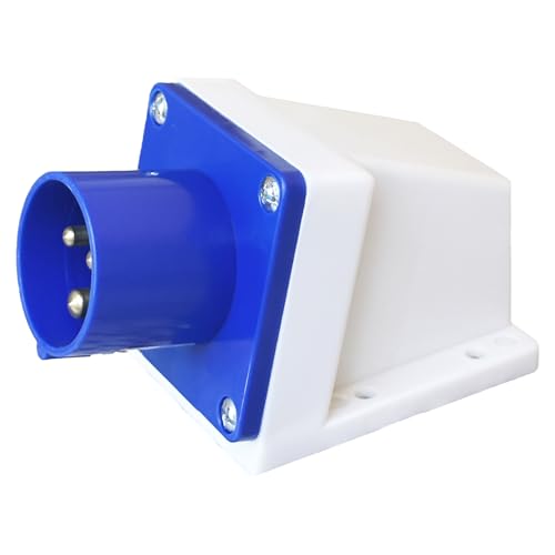 16Amp Plug, 3 Pin 240V IP44 2P+E Waterproof Industrial Connectors for Camping, Caravan, Workshop, Outdoor Use, Blue