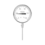 Termometro bimetallico in acciaio inox da -40 a 80 °C, termometro industriale in acciaio inox, 100 mm, display resistente alle vibrazioni, termometro industriale per riscaldamento acqua caldaia