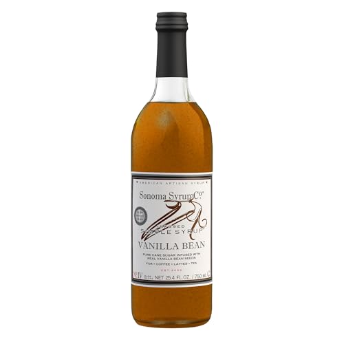Sonoma Syrup Co. Vanilla Bean Infused Simple Syrup 25.4 fl oz | for Coffee, Tea, and Baking | Hand...