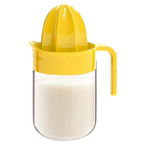 Zitronenpresse – Manuelle Zitruspresse | Orangensaftpresse – 450 ml Fruchtpresse aus Glas, PP-Silikon | Handgehaltene, rutschfeste und leicht zu reinigende Küchenpresse, perfekt für den Einsatz zu Hau