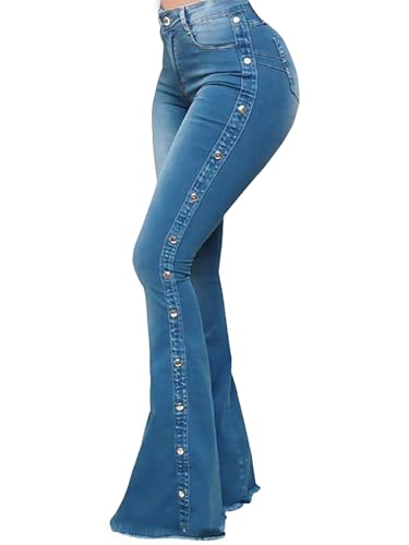 Bell Bottom Jeans for Women High Waisted Stretch Flared Jeans Flare Boyfriend Jeans Denim Flare Pants with Pockets