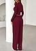 PRETTYGARDEN Women's 2025 Fall Trendy 2 Piece Outfits Lounge Sets Long Sleeve Top Henley Shirts Wide Leg Pants Travel Clothes (Burgundy,X-Large)