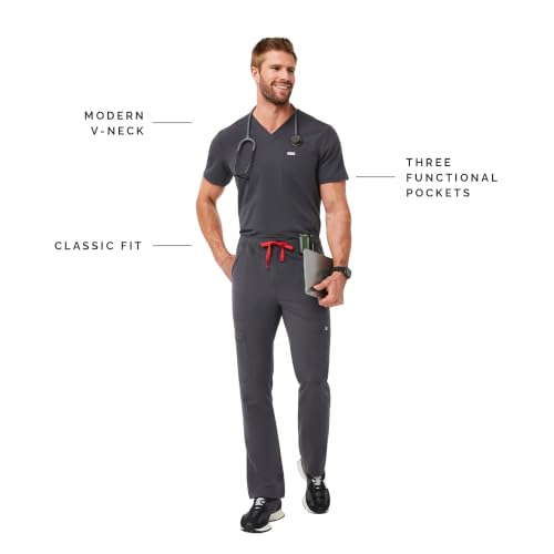 Image of FIGS Leon Scrub Top for Men | 3 Pockets, Tailored Fit, Modern V-Neck, 4-Way Stretch, Moisture-Wicking