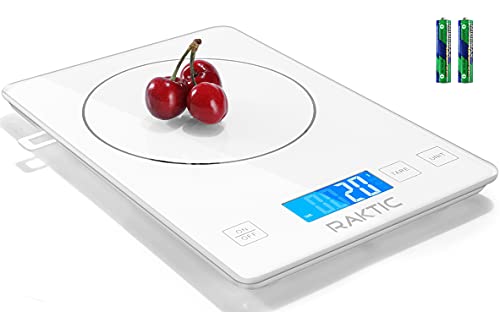 Food Scale, 22lb Digital Kitchen Scale Weight Grams and oz, 1g 0.1oz Precise Graduation for Baking, Cooking, Coffee and Meal Prep, Tare Function, Easy Clean Tempered Glass Platform (Batteries Include)