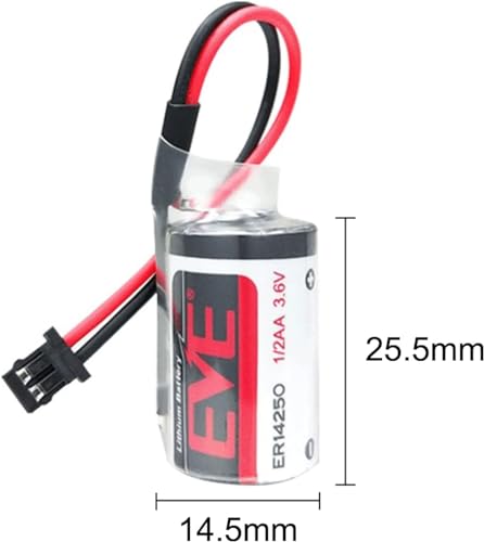 Image of [5-Pack] EVE ER14250 3.6V 1200mAh Battery with Black Plug Compatible with EVE ER14250 1 /2 AA LS14250, Non-Rechargeable Battery