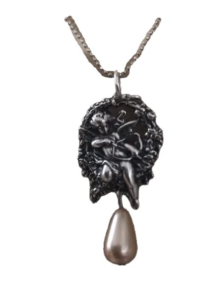 Pendentif ange cupidon métal argenté pour collier