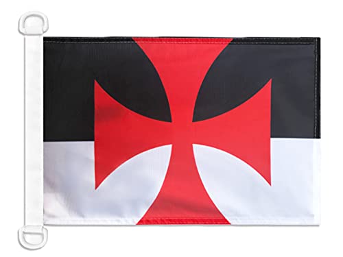 AZ FLAG - Drapeau Templiers Baussant - 45x30 cm - Pavillon Nautique Ordre Du Temple Beaucent Spécial Bateau Et Extérieur En Maille Bloquée Avec Anneaux...