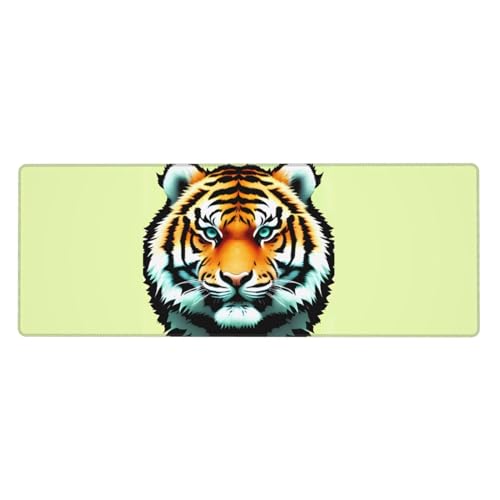 Tapis de clavier grand format en caoutchouc imprimé Little Fat Tiger Head pour bureau