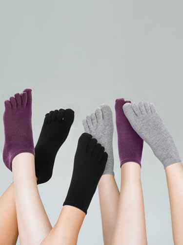 Image of Bencailor 6 /12 /32Pairs Women Toe Socks Five Toe Cotton Socks Ankle Sock with Toes Separated for Women Men Athletic Running