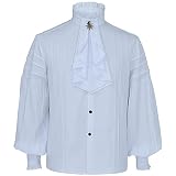 KXZD Herren Mittelalter Hemd Schnürhemd Langarm Stehkragen Gothic Steampunk Viktorianisch T-Shirt Piraten Kostüm Halloween Fasching Renaissance Mittelalter Stehkragen Hemd Mittelalter Piratenhemd