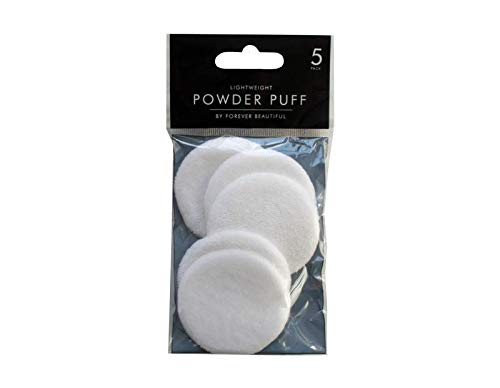White Polyester Powder Puffs (6 cm) Pack of 5 - Lightweight, Ideal for Smooth Makeup Application & Removal