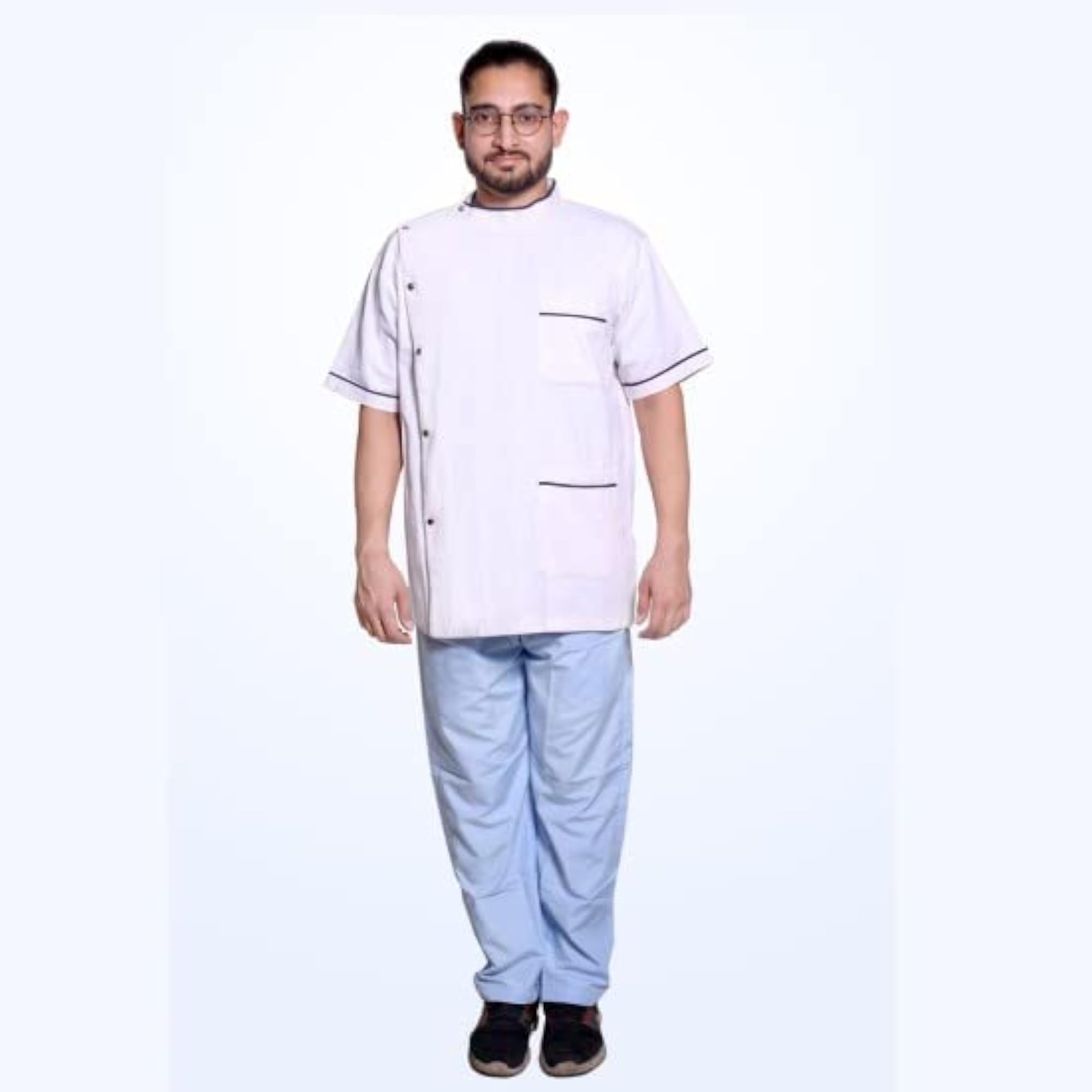 Apron Lab Coat White Unisex Half Sleeves