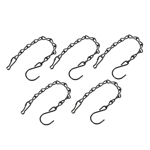 GANAZONO 5 Piezas Cesta De Flores Jaula De Pájaros Cadena Vara Plantas Propagación Cesta Aire Libre Cable Cadenas Afuera Jardineras Aire Libre Alimentador Maceteros Planchar Black