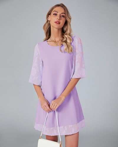Image of LookbookStore 3 /4 Sleeve Dress for Women Shift Cute Summer Tunic Floral Lace Dresses