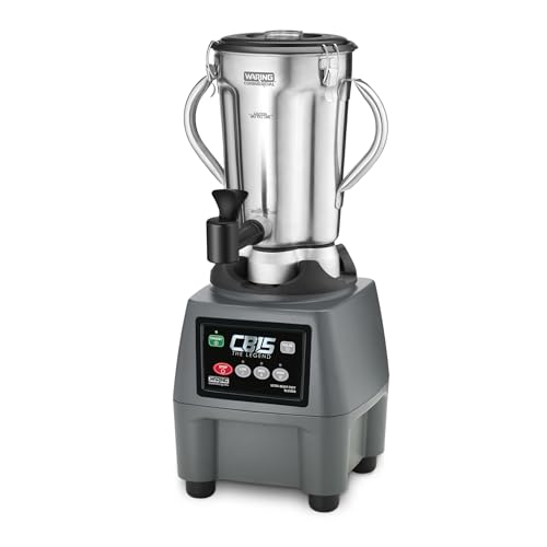 Image of Waring Commercial Heavy Duty Blender, 3.75 Horsepower Motor with 1-Gallon Stainless Steel Jar & Spigot, for Smoothies Soups Sauces Restaurants, CB15SF