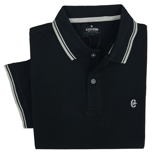 Materiale: 100% puro cotone Coveri Polo da Uomo Maniche Corte 100% Cotone Liscio Leggera Regular Fit M L XL XXL 3XL (M - Nero)