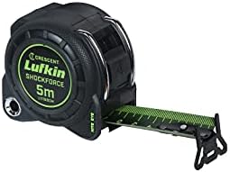 Lufkin L1116BCM 5m x 3cm ShockForce Night Eye Dual Sided Tape Measure, 30 Meter Drop Tested, Metric, Black Bladed Version
