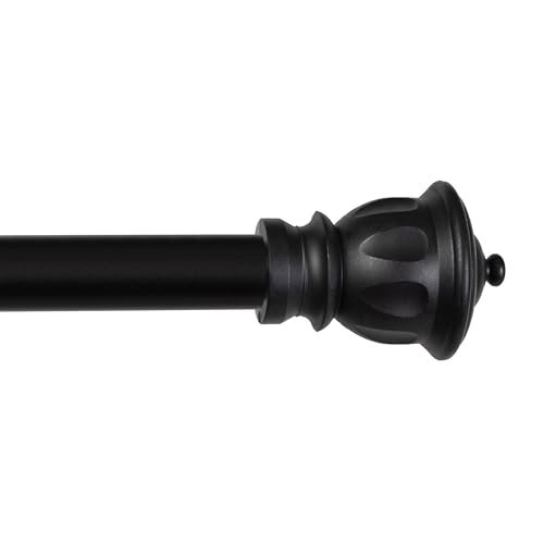 Kenney Kiera Crown Window Curtain Rod, Adjustable Curtain Rod for Windows 48 to 86 Inches, Extendable Curtain Rod Set, Matte Black Curtain Rod