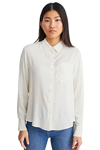 C&A Damen Bluse Unifarben cremeweiß 38