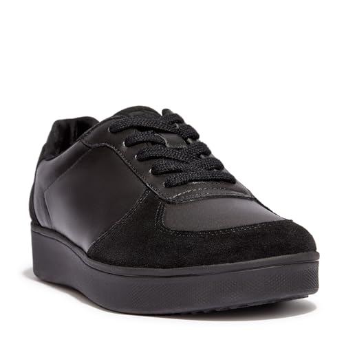 FitFlop Womens Rally Leather/Suede Panel Sneakers